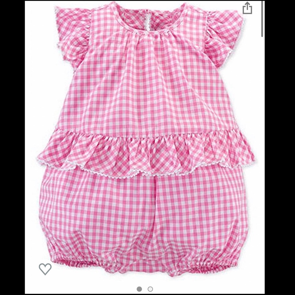 Ralph Lauren Baby Girl Pink Gingham Romper 6M NWT